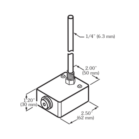 Mamac TE-703-B-12-B-3 Immersion Temperature Sensor 10K Ohm 6" Probe 1/2" NPT Adapter