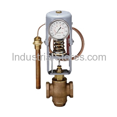 Powers Process 595CD075HC15DN05 Self-Operating Temperature Regulator Valve & Thermal System Assembly Single Seat 3/4" for Heating Copper Capillary 15-ft Fixed Union Non-Indicating Head Assembly