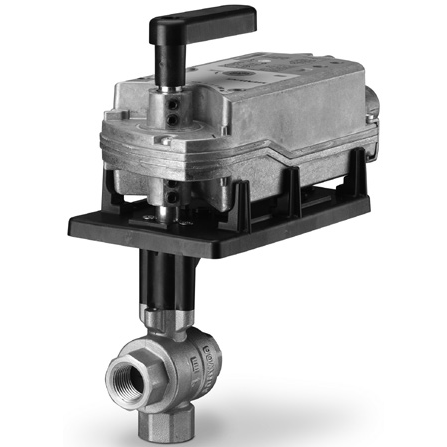 Siemens Building Technology 171G-10369 Three-Way Ball Valve Assembly 1-1/2" 63Cv 200 PSI Valve Body Normally Open with Spring Return Actuator