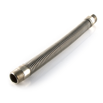 DuraTrac DS1224D Gas Connectors Un-Coated Stainless Steel 1/2" OD Tubing with 1/2" Flare Nuts 24" long 1/2 MIP x 3/8 MIP