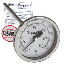 Baker T3006-550 Bimetal Thermometer 50 to 550F (0 to 260C) with NIST Traceable Certificate