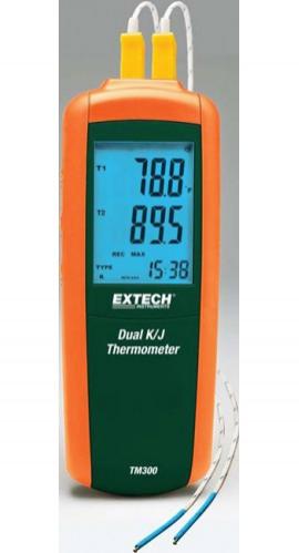 Extech TM300-NIST Type K/J Dual Input Thermometer with NIST Traceable Certificate